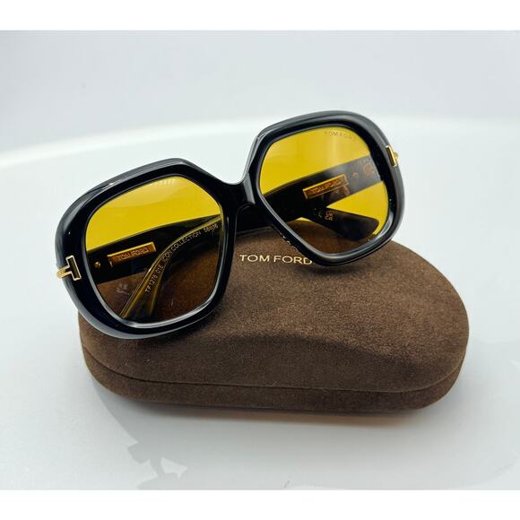 Tom Ford Sunglasses Icon Collection TF1278 01E Black Geometric Frame Brown Lens